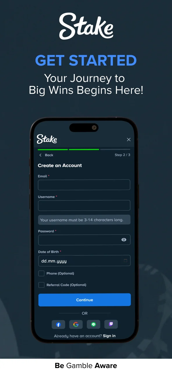 Register on Stake app and start playing.